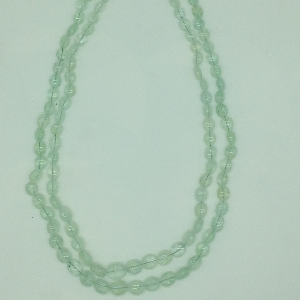 Natural Pale Green Beryl Oval Aweja Beeds 2 Layers Necklace JSS0163