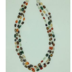 White Pearls with Multicolour Semi Precious Beeds Necklace JPM0489