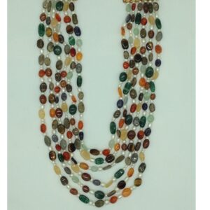 White Pearls with Multicolour Semi Precious Beeds Necklace JPM0488