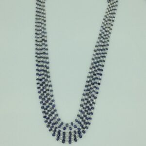 White Rice Pearls with Blue Sapphires Beeds Necklace JPM0487