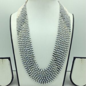 White Flat Pearls with Blue Sapphires Beeds Necklace JPM0485