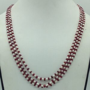 White Rice Pearls with Red Ruby Beeds Necklace JPM0484