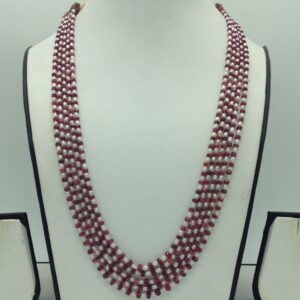 White Rice Pearls with Red Ruby Beeds Necklace JPM0482