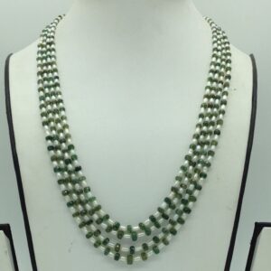 White Pearls with Emeralds Beeds Necklace JPM0481