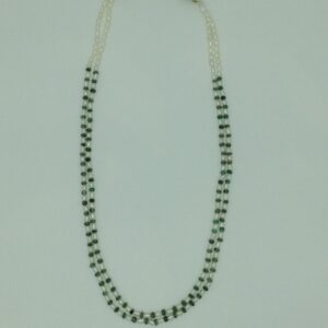 Freshwater Pearls with Emeralds Beeds 2 Layers Necklace JPM0479
