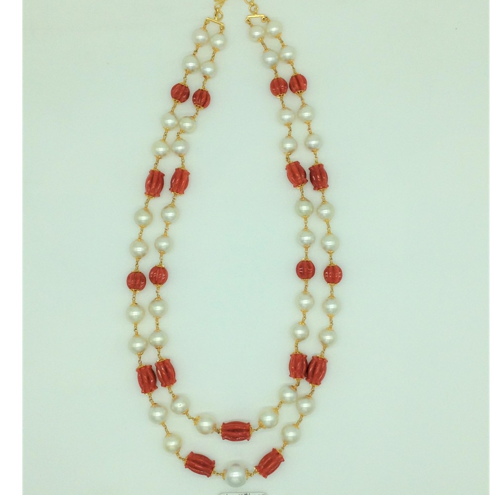 SouthSea Pearls with Corals Dholki Gold Taar Necklace JGT0028