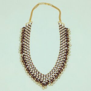 SeaWater Round Pearls with Ruby Gold Taar Necklace Set JGT0027