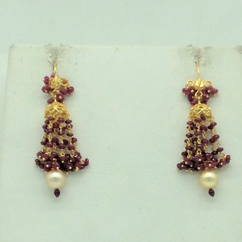 SeaWater Round Pearls with Ruby Gold Taar Necklace Set JGT0027