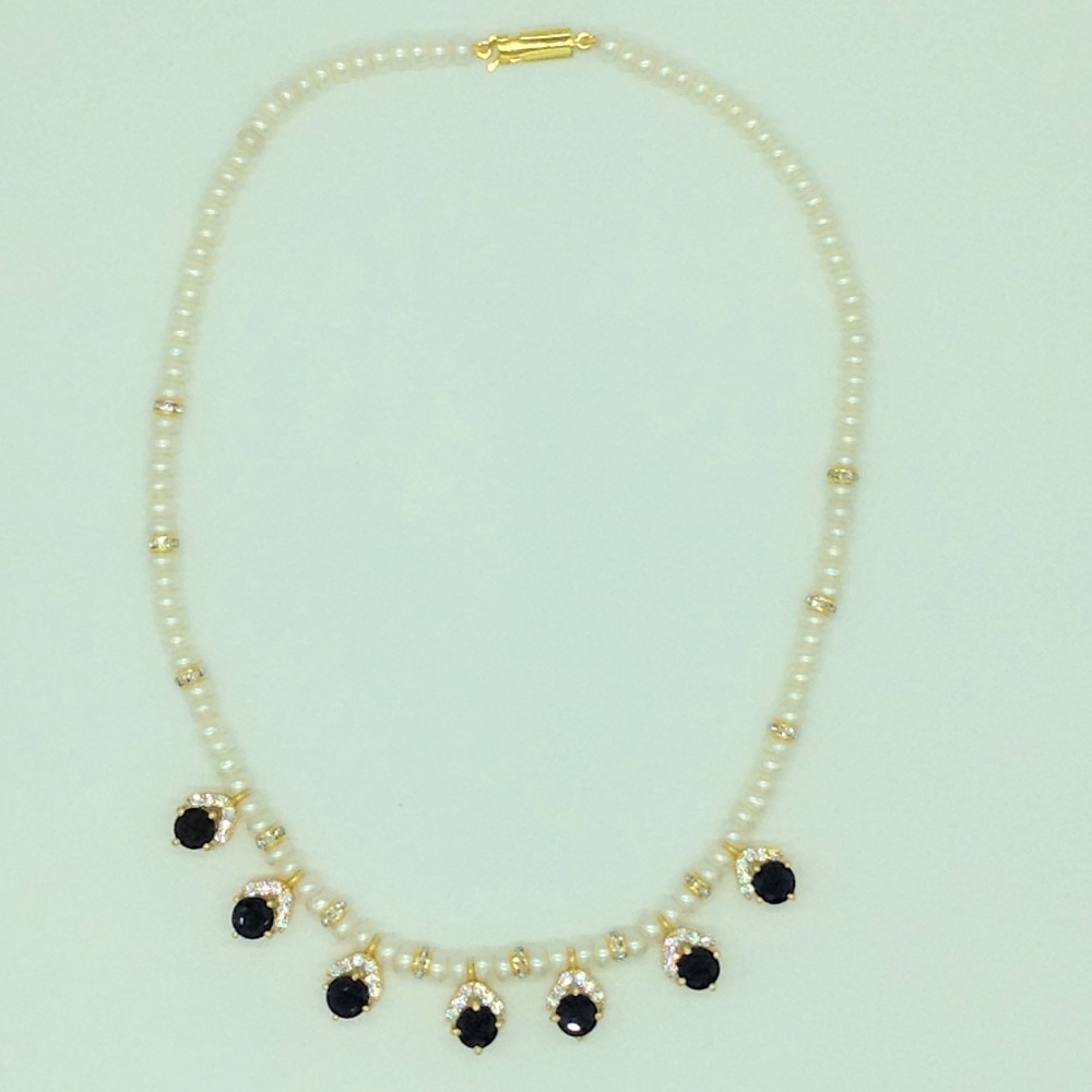 White ,bluecz 7 pcs set with 1 line flat pearls mala jps0737 - Image 4