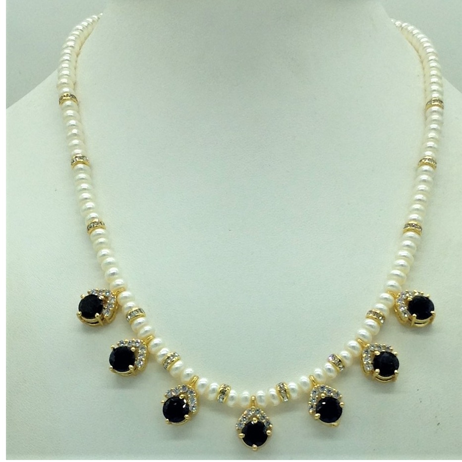 White ,bluecz 7 pcs set with 1 line flat pearls mala jps0737 - Image 2