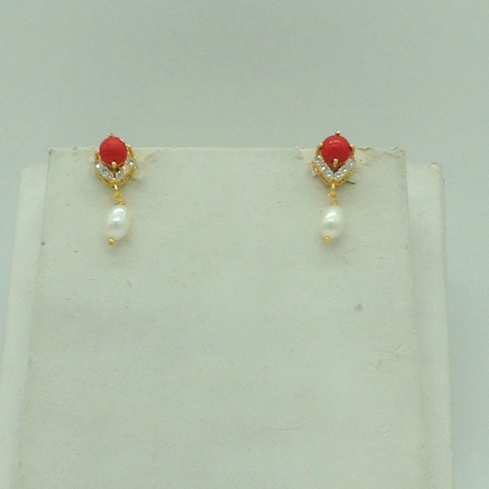 White cz, corals 7 pcs set with 1 line flat pearls mala jps0736 - Image 3