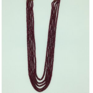 Natural Red Ruby Round Faceted Beeds 5 Layers Necklace JSR0162
