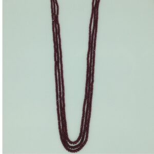 Natural Red Ruby Round Faceted Beeds 3 Layers Necklace JSR0161