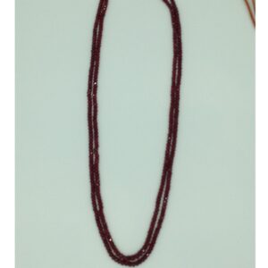 Natural Red Ruby Round Faceted Beeds 2 Layers Necklace JSR0160