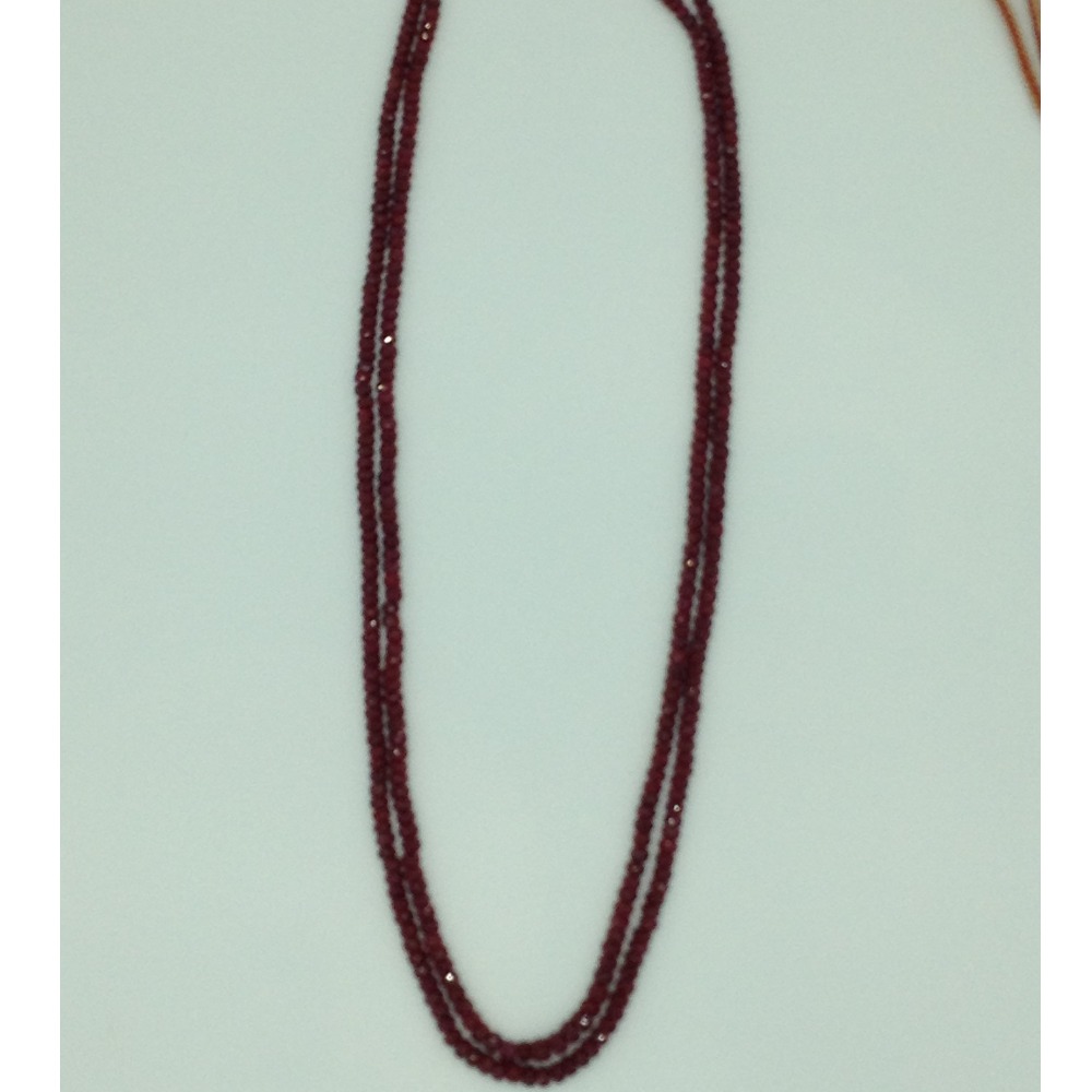 Natural Red Ruby Round Faceted Beeds 2 Layers Necklace JSR0160