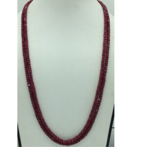 Natural Red Ruby Round Faceted Beeds 2 Layers Necklace JSR0160
