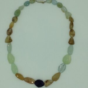 Natural Multicolour Faceted Oval Tumbles Mala JSS0159