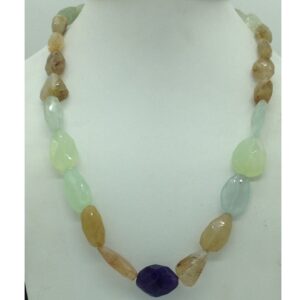 Natural Multicolour Faceted Oval Tumbles Mala JSS0159