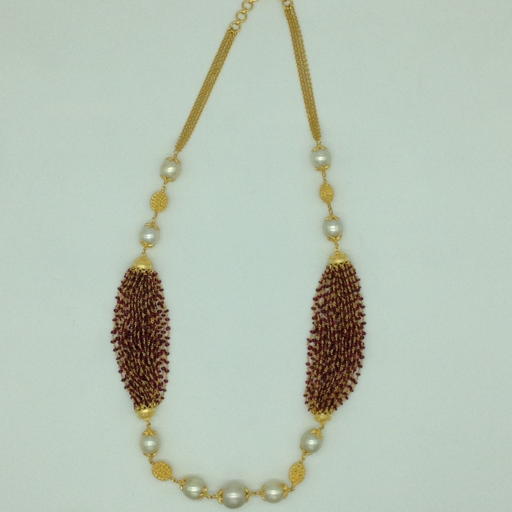 South Sea Pearls and Ruby Beeds Gold Taar Necklace JGT0019