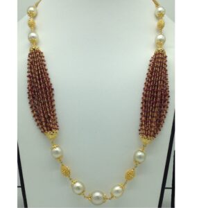 South Sea Pearls and Ruby Beeds Gold Taar Necklace JGT0019