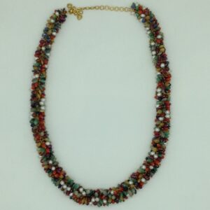 Navratna Oval Aweja Gold Taar Necklace JGT0016