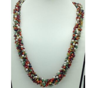 Navratna Oval Aweja Gold Taar Necklace JGT0016