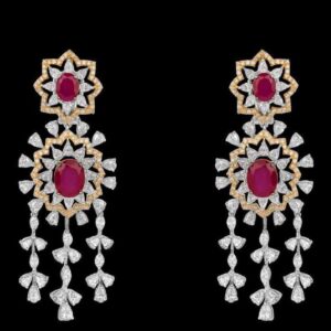 Diamonds and Ruby Earrings JSJ0191