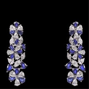 Diamonds and Blue Sapphires Earrings JSJ0124