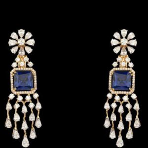 Diamonds and Blue Sapphires Earrings JSJ0100