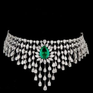 Diamonds and Emeralds Choker JSJ0090