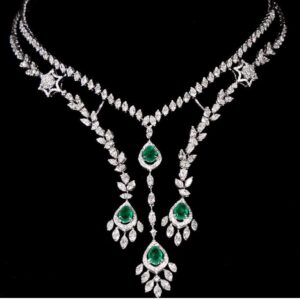Diamonds and Emeralds Necklace JSJ0088