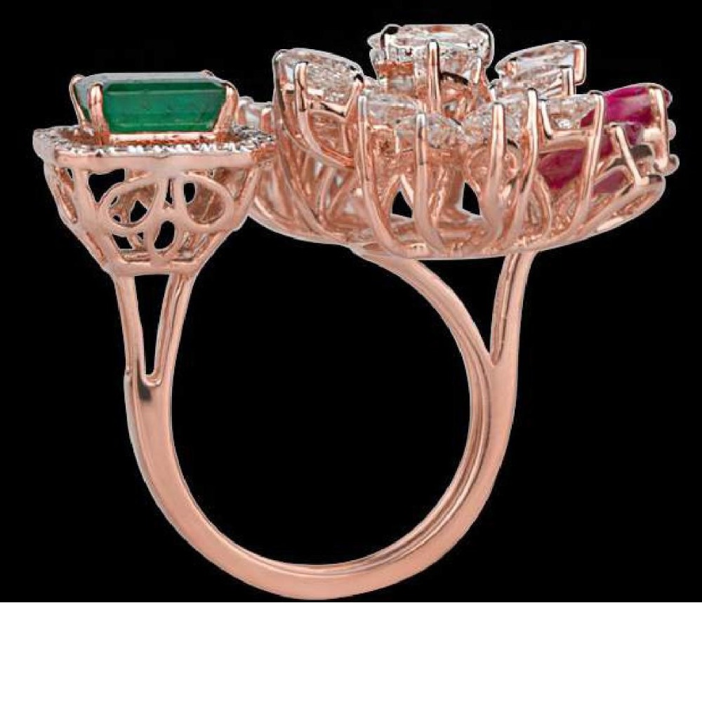 Diamonds Emeralds and Ruby Ring JSJ0050 - Image 3