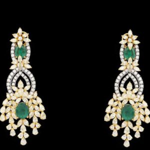 Diamonds and Emeralds Ear Hangings JSJ0038