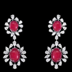 Diamonds and Ruby Ear Hangings JSJ0031