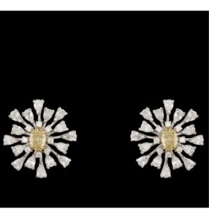 Diamonds and Citrine Ear Studs JSJ0011