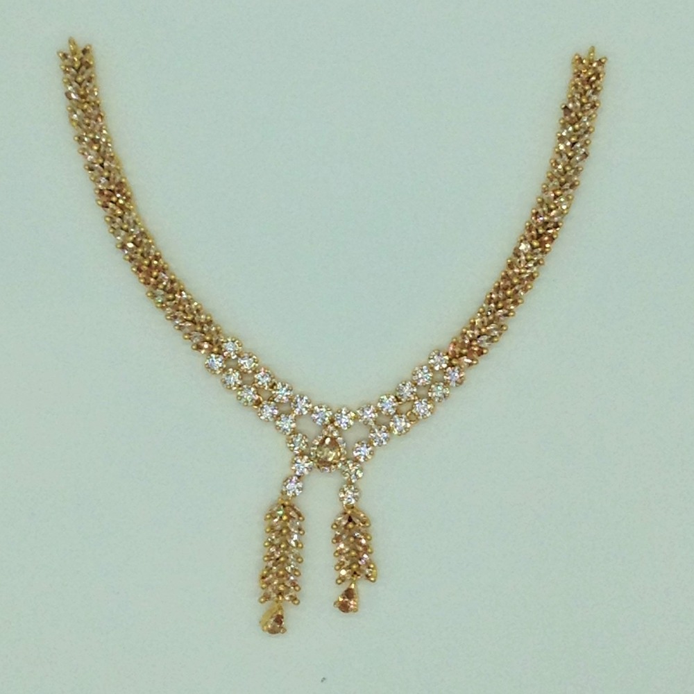 White,Champagne CZ Stones Necklace Set JNC0178
