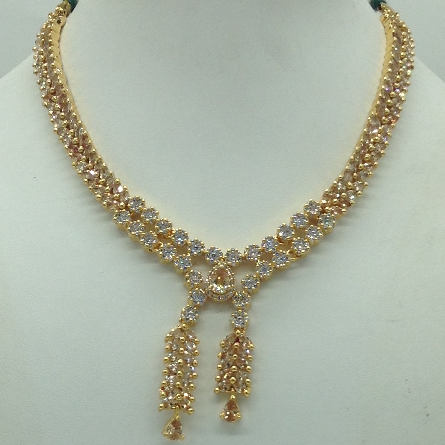 White,Champagne CZ Stones Necklace Set JNC0178