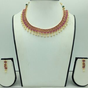 Red cz stones necklace set jnc0177
