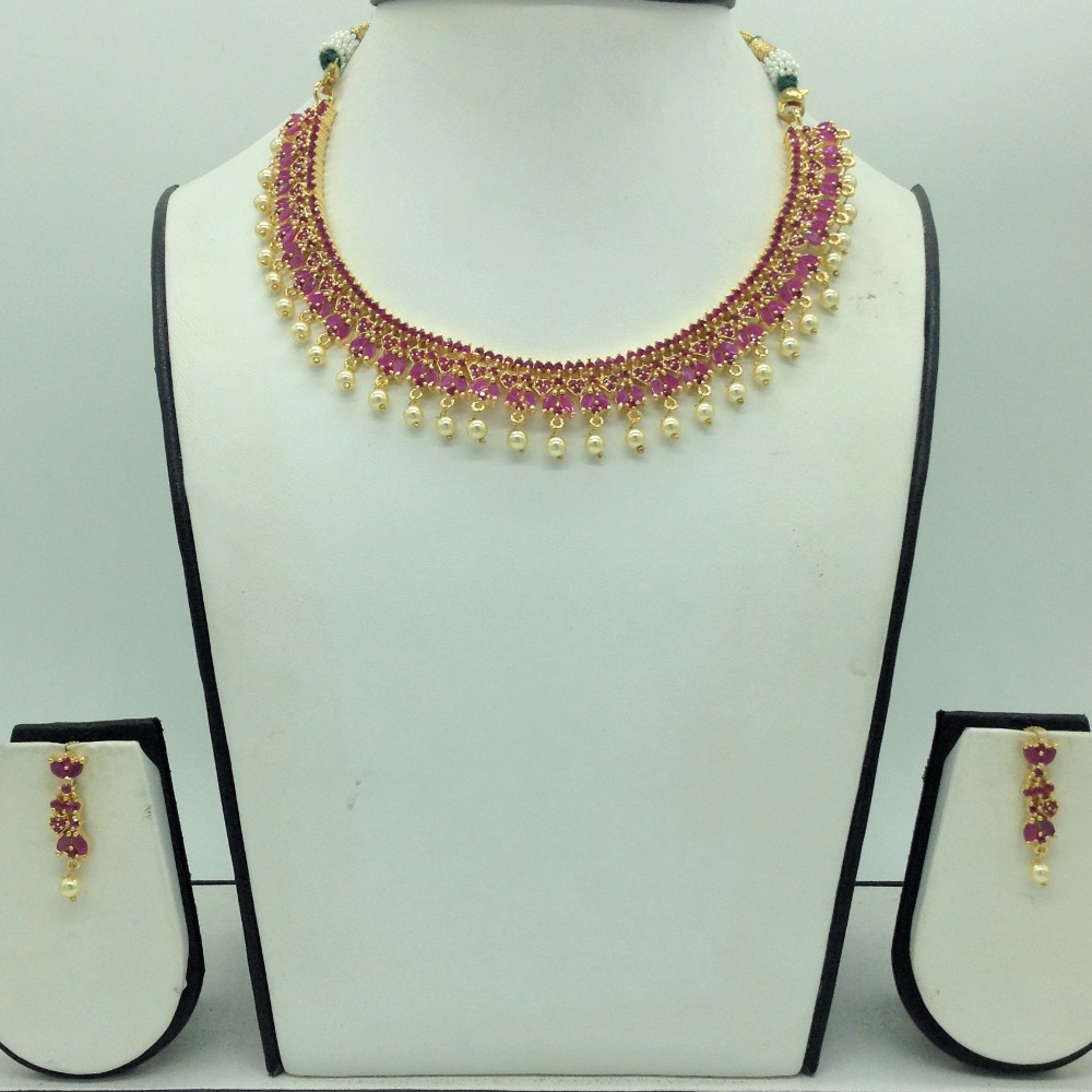 Red cz stones necklace set jnc0177