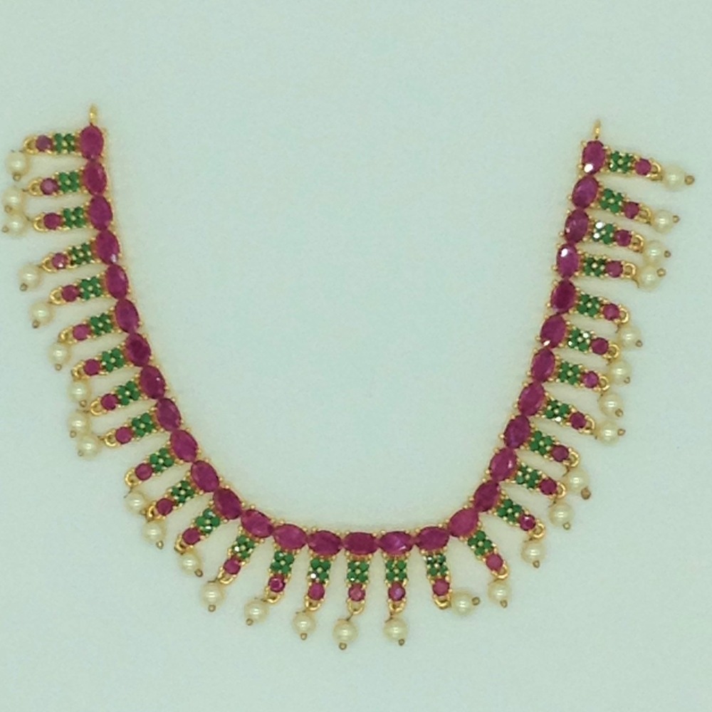 Red,Green CZ Stones Necklace Set JNC0175