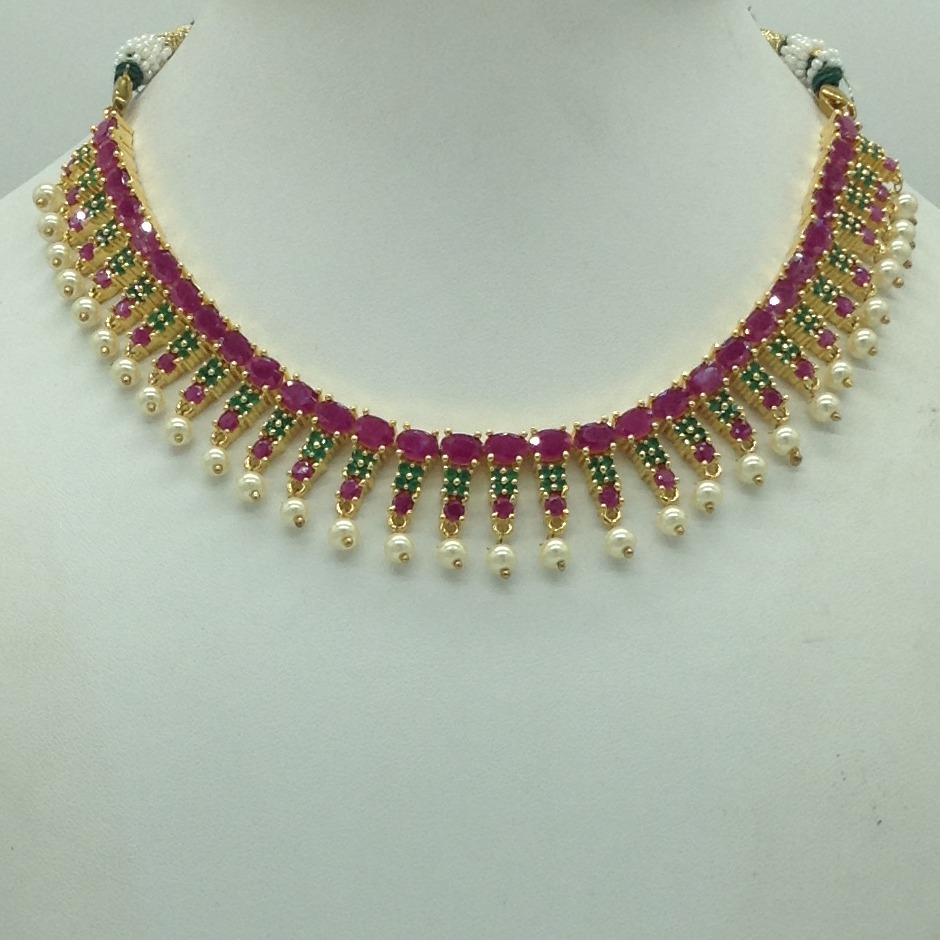 Red,Green CZ Stones Necklace Set JNC0175