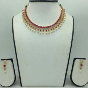 Red,white cz stones necklace set jnc0174