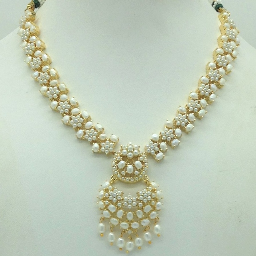 Freshwater white button pearls necklace set jnc0169 - Image 2