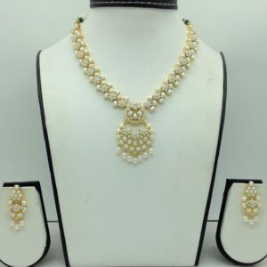 Freshwater white button pearls necklace set jnc0169