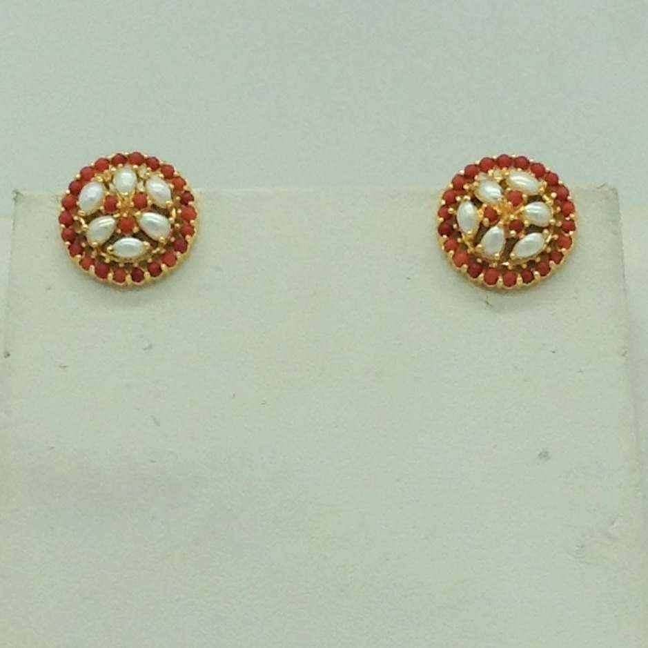 Pearl,Coral Pendent Set With 1 Line Oval Pearls Mala JPS0729