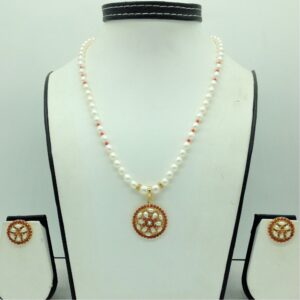 Pearl,Coral Pendent Set With 1 Line Oval Pearls Mala JPS0729