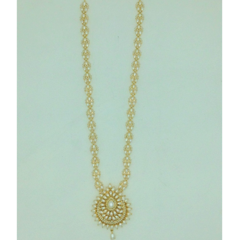 Freshwater white pearls long haar set jnc0159 - Image 4