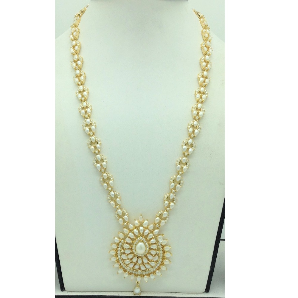 Freshwater white pearls long haar set jnc0159 - Image 2
