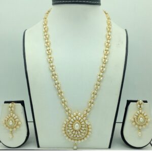 Freshwater white pearls long haar set jnc0159