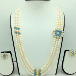 Pearls Brooch Set With 3 Lines Oval Pearls Mala JPS0716